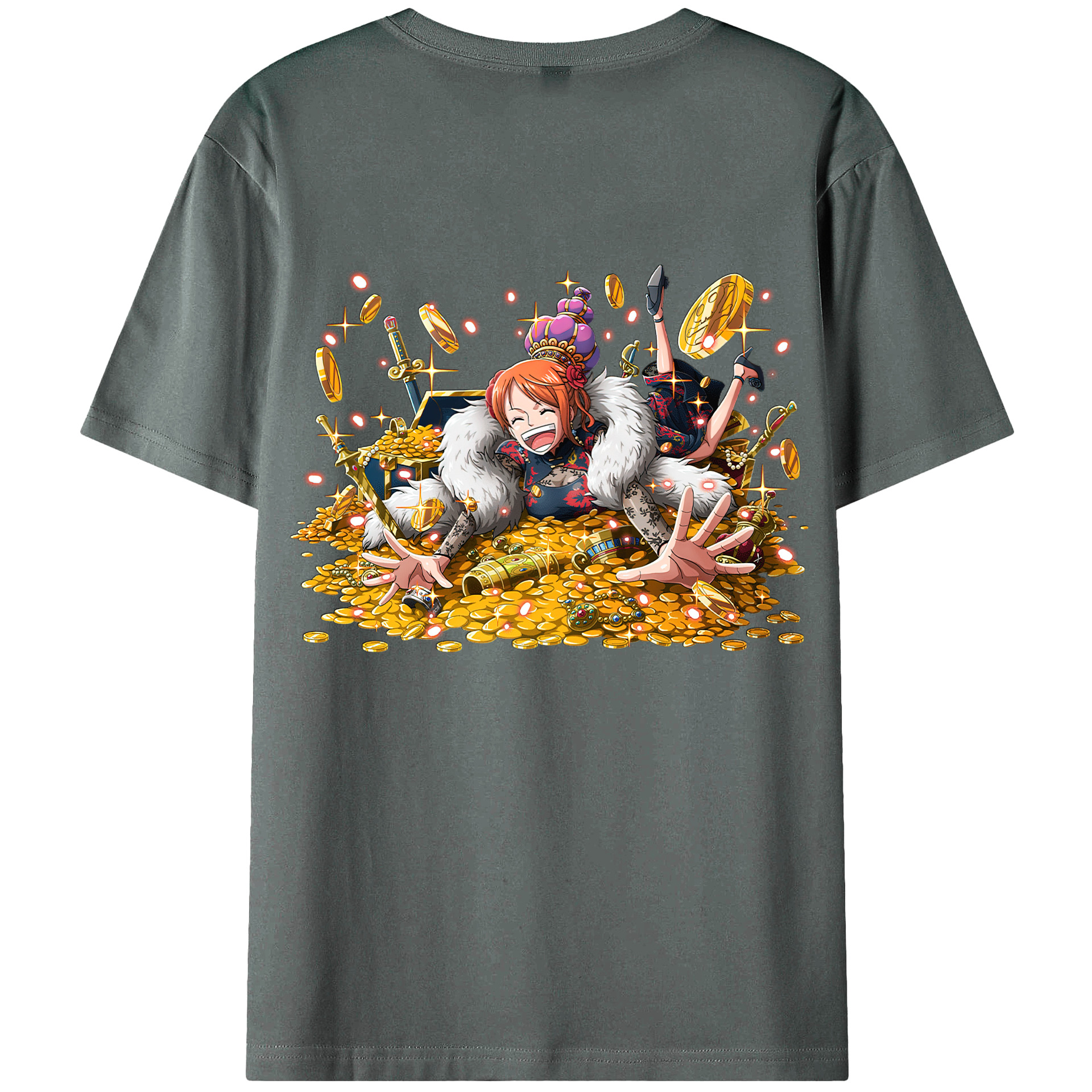 （画像用） ワンピース ナミ ONE PIECE Nami 綿100％ メンズ半袖Tシャツ（バックプリント） 通気性